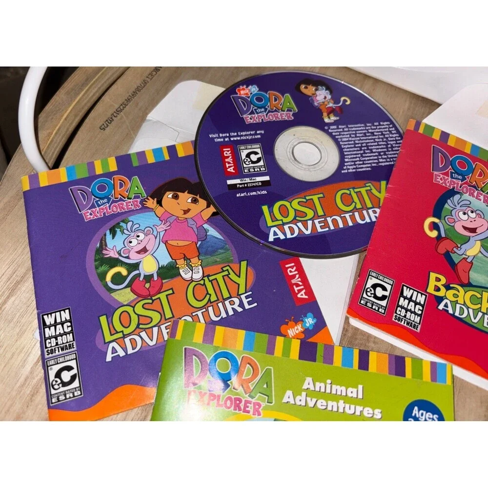 Vintage 3 Dora The Explorer Atari PC Games Animal Backpack Lost City Adventures